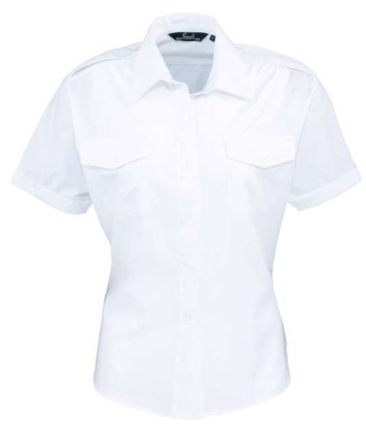 Premier Women's Short Sleeve Pilot Shirt - Weiß 