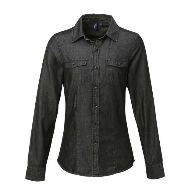 Premier Women's Jeans Stitch Denim Shirt - šedá