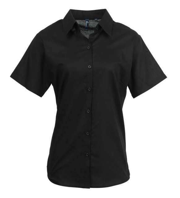 Premier Women's Short Sleeve Signature Oxford Blouse - čierna