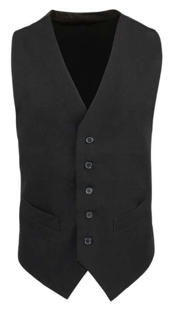 Premier Men’s Lined Polyester Waistcoat - black
