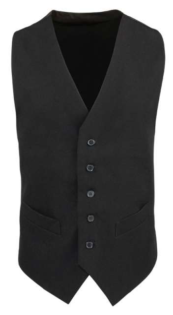 Premier Men’s Lined Polyester Waistcoat - černá