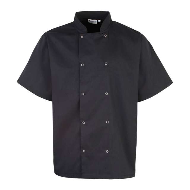 Premier Chef's Short Sleeve Stud Jacket - schwarz