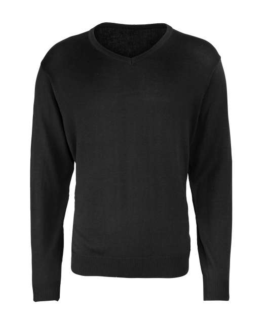 Premier Men's Knitted V-neck Sweater - černá