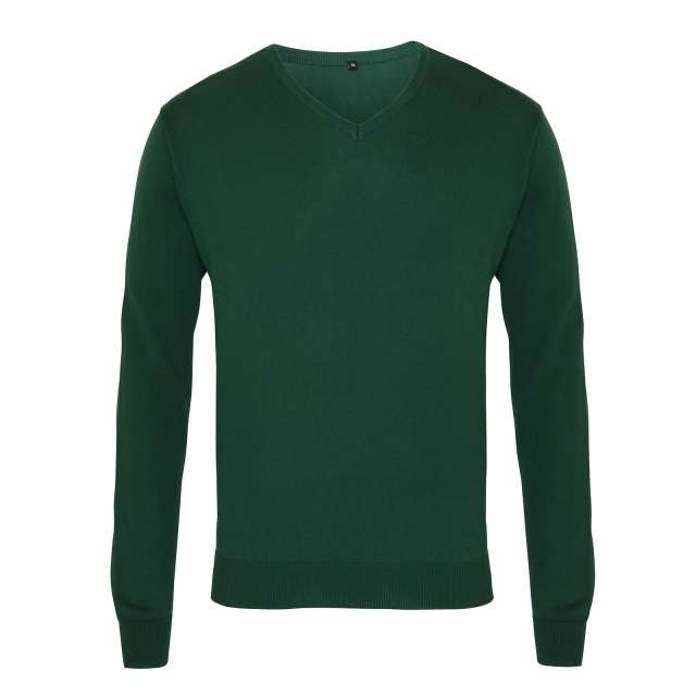 Premier Men's Knitted V-neck Sweater - Premier Men's Knitted V-neck Sweater - Forest Green