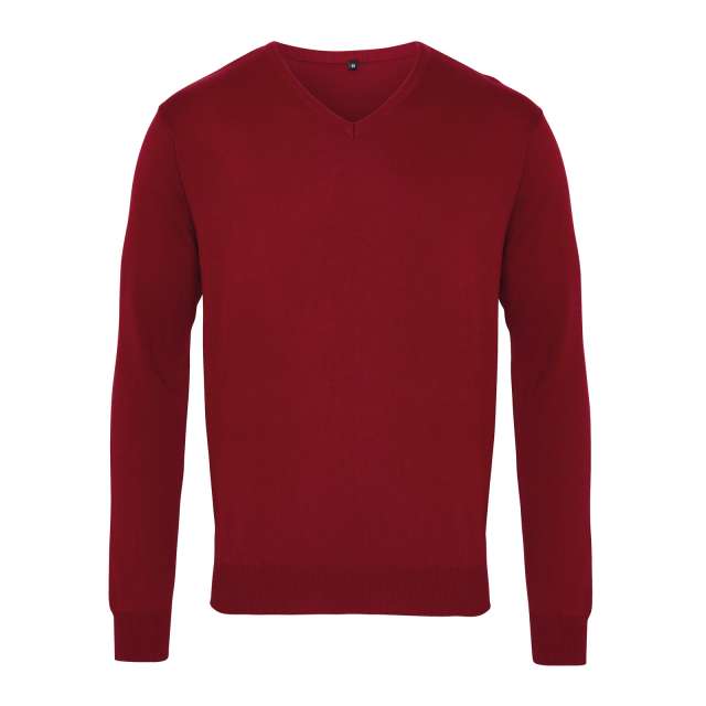 Premier Men's Knitted V-neck Sweater - červená