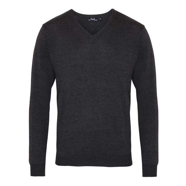 Premier Men's Knitted V-neck Sweater - Grau