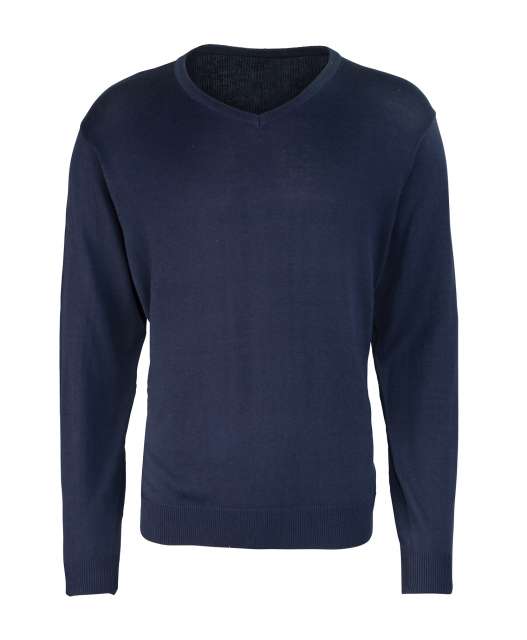 Premier Men's Knitted V-neck Sweater - blau