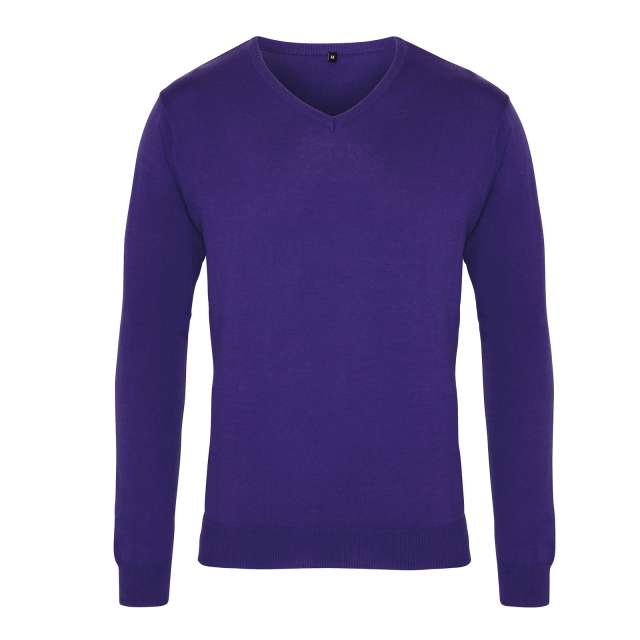 Premier Men's Knitted V-neck Sweater - Violett