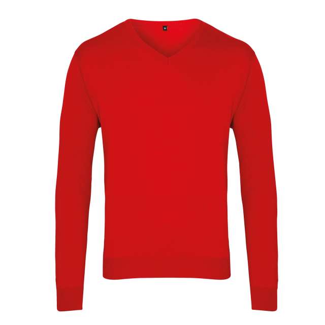 Premier Men's Knitted V-neck Sweater - red