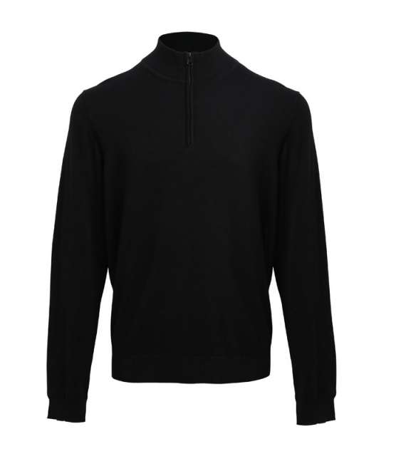 Premier Men's Quarter-zip Knitted Sweater - black