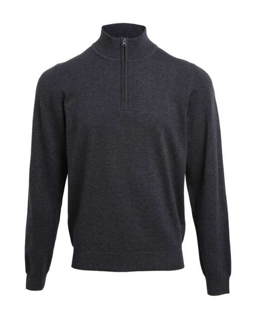 Premier Men's Quarter-zip Knitted Sweater - šedá
