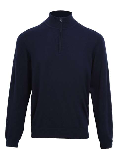 Premier Men's Quarter-zip Knitted Sweater - blau