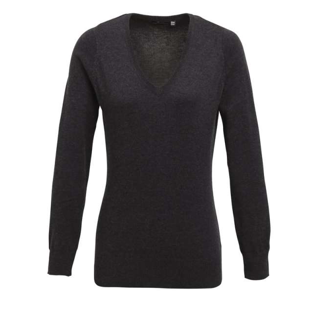 Premier Women's Knitted V-neck Sweater - šedá
