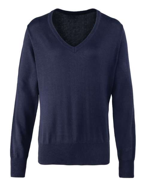 Premier Women's Knitted V-neck Sweater - Premier Women's Knitted V-neck Sweater - Navy