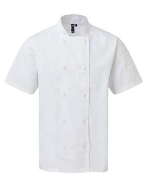 Premier Chef's Coolchecker® Short Sleeve Jacket - bílá