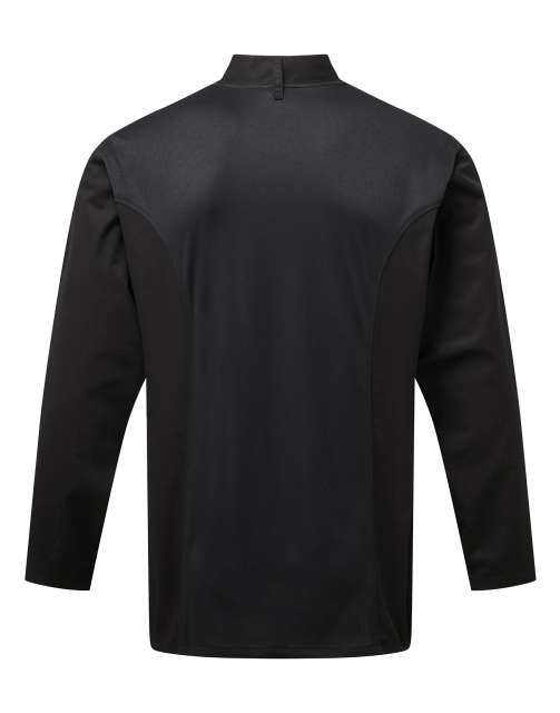 Premier Chef's Long Sleeve Coolchecker® Jacket With Mesh Back Panel - černá
