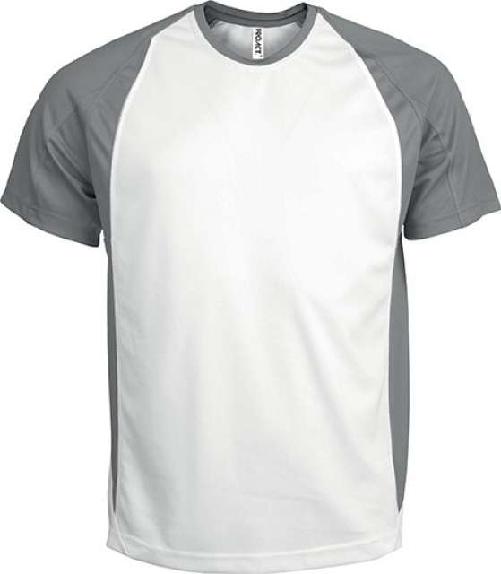 Proact Unisex Two-tone Short-sleeved T-shirt - Proact Unisex Two-tone Short-sleeved T-shirt - White