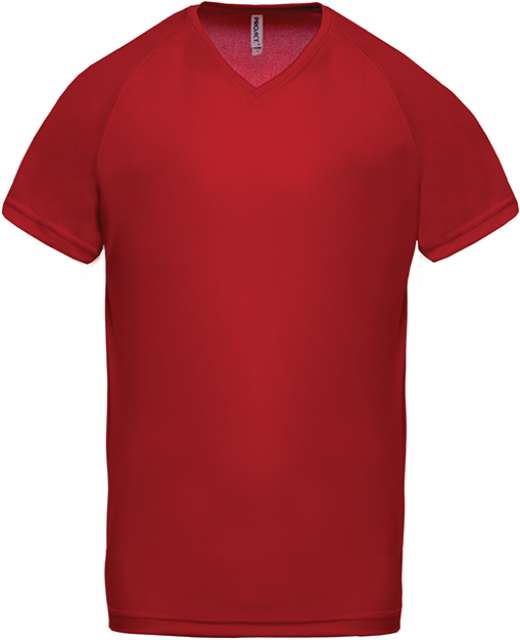 Proact Men’s V-neck Short Sleeve Sports T-shirt - červená