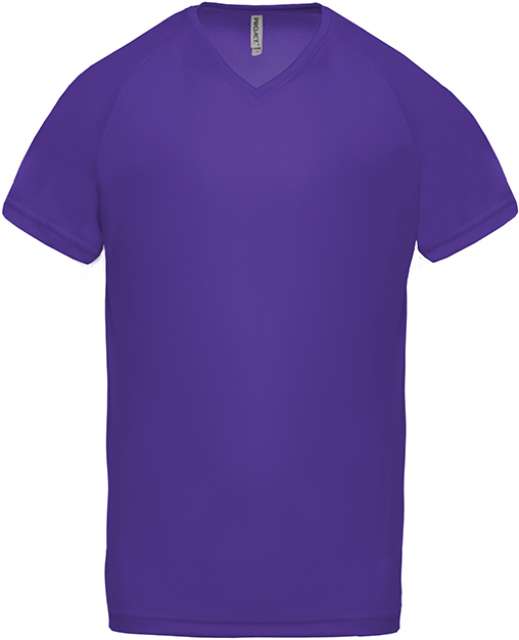 Proact Men’s V-neck Short Sleeve Sports T-shirt - Proact Men’s V-neck Short Sleeve Sports T-shirt - Purple