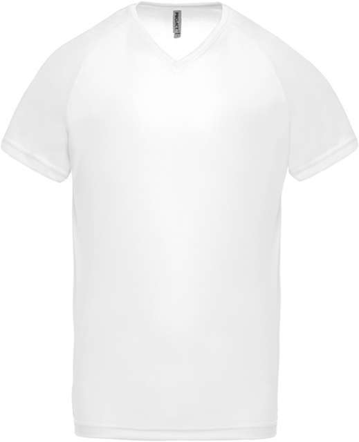 Proact Men’s V-neck Short Sleeve Sports T-shirt - biela