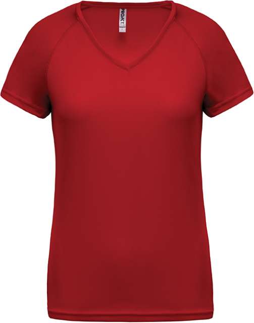 Proact Ladies’ V-neck Short Sleeve Sports T-shirt - Proact Ladies’ V-neck Short Sleeve Sports T-shirt - Cherry Red