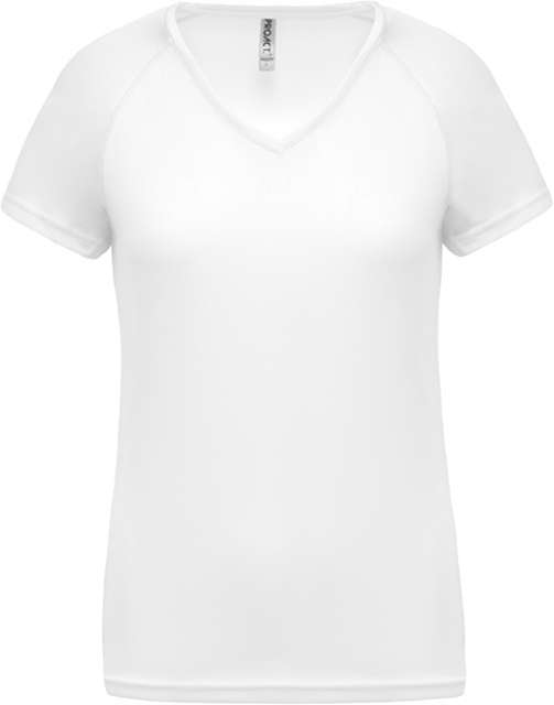 Proact Ladies’ V-neck Short Sleeve Sports T-shirt - white
