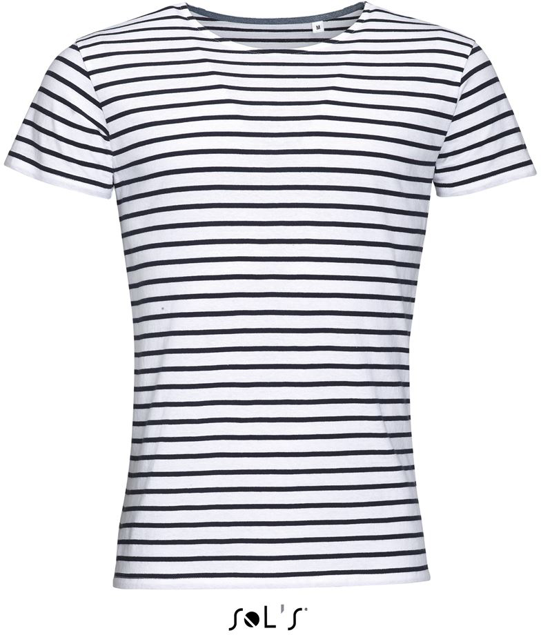 Sol's Miles Men - Round Neck Striped T-shirt - Weiß 