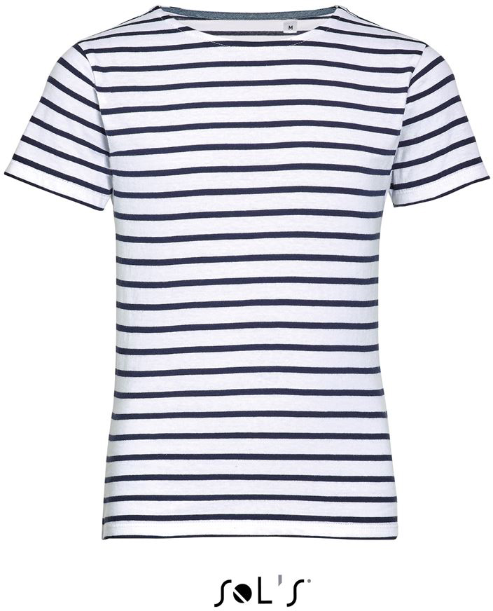 Sol's Miles Kids - Round Neck Striped T-shirt - Sol's Miles Kids - Round Neck Striped T-shirt - White