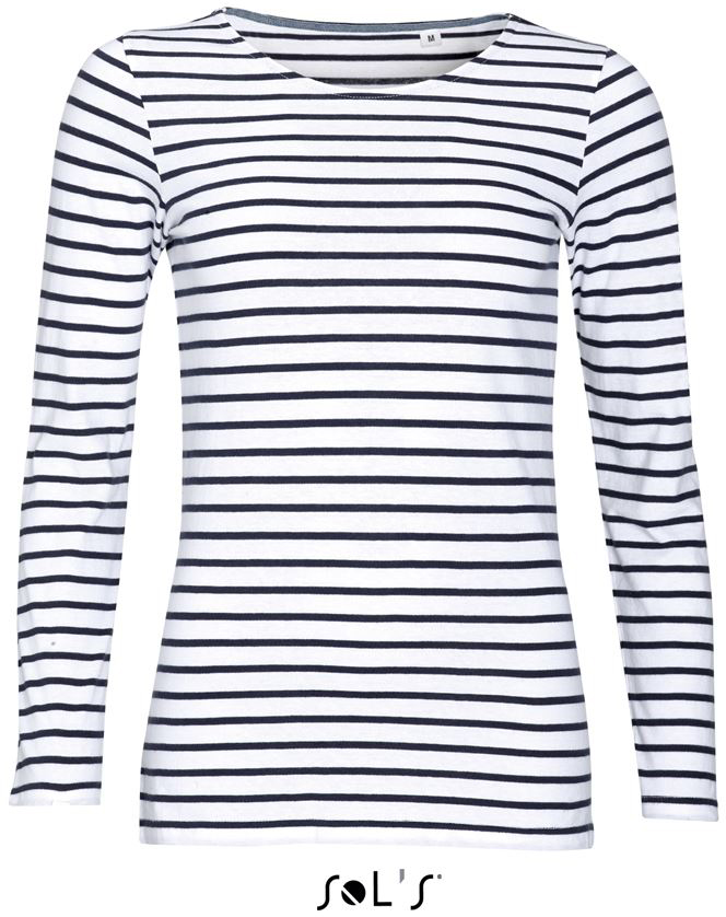 Sol's Marine Women - Long Sleeve Striped T-shirt - Sol's Marine Women - Long Sleeve Striped T-shirt - White