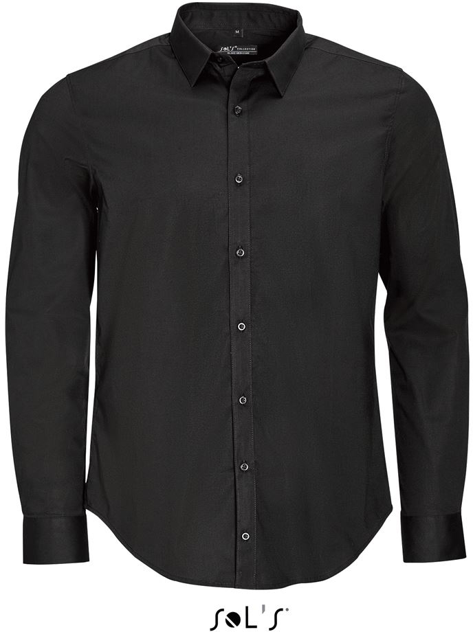 Sol's Blake Men - Long Sleeve Stretch Shirt - schwarz