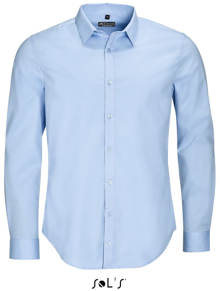 Sol's Blake Men - Long Sleeve Stretch Shirt - modrá