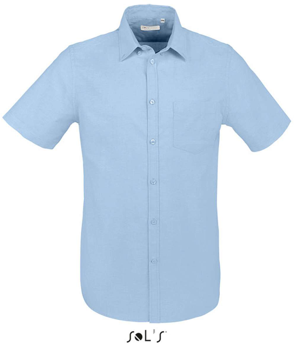 Sol's Brisbane Fit - Short Sleeve Oxford Men's Shirt - Sol's Brisbane Fit - Short Sleeve Oxford Men's Shirt - Light Blue