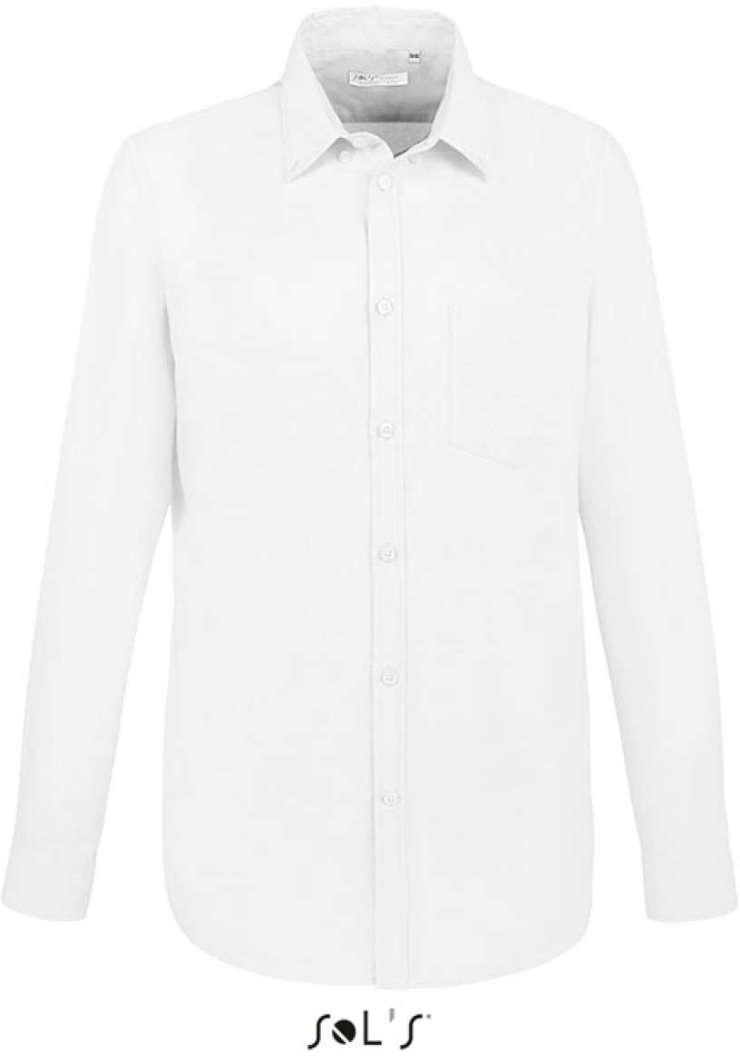 Sol's Boston Fit - Long Sleeve Oxford Men's Shirt - bílá