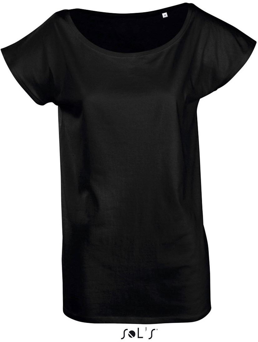 Sol's Marylin - Women’s Short Sleeve Long Kimono T-shirt - black