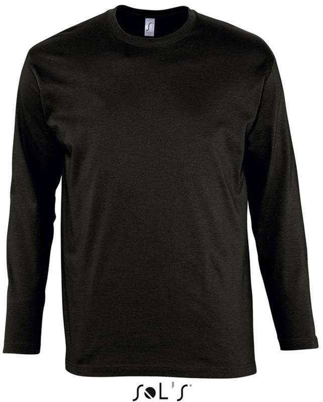 Sol's Monarch - Men's Round Collar Long Sleeve T-shirt - černá