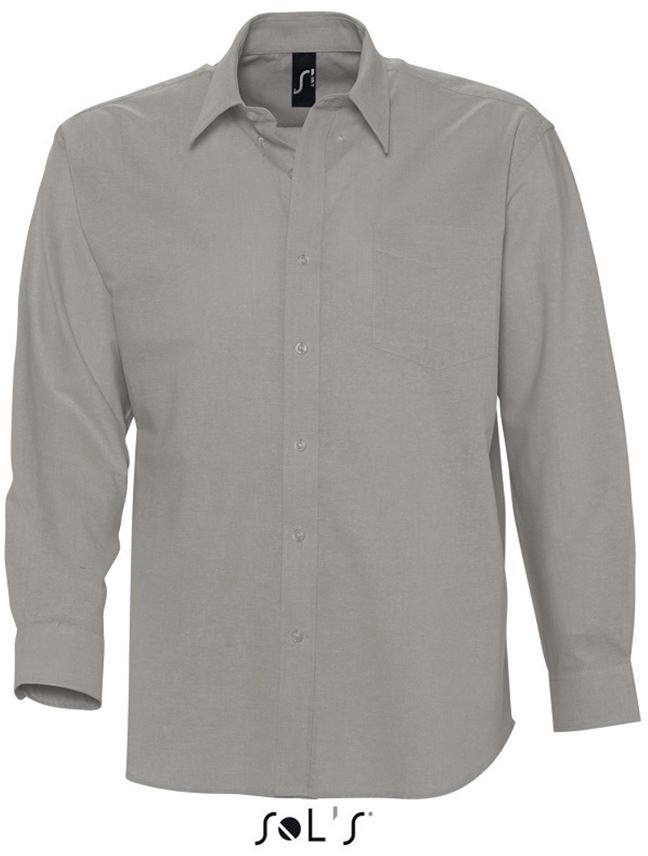 Sol's Boston - Long Sleeve Oxford Men's Shirt - šedá