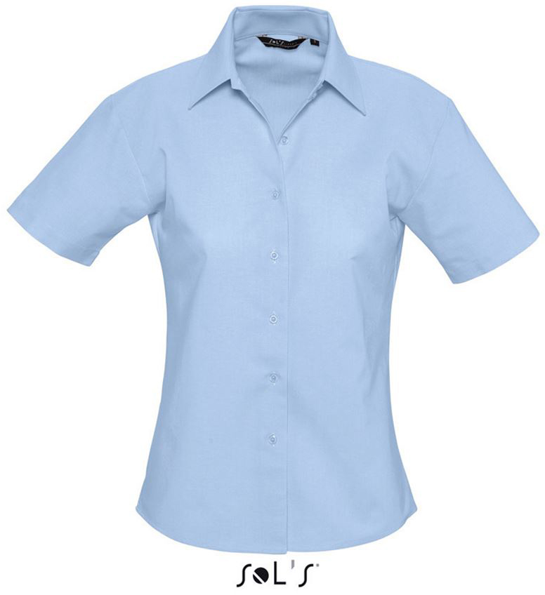 Sol's Elite - Short Sleeve Oxford Women's Shirt - modrá