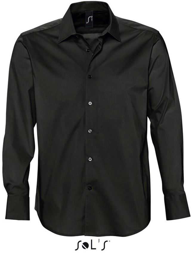 Sol's Brighton - Long Sleeve Stretch Men's Shirt - čierna