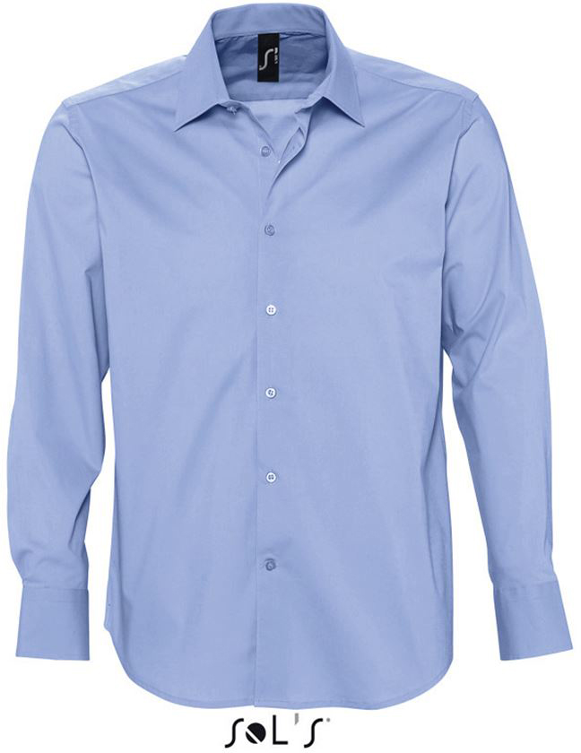 Sol's Brighton - Long Sleeve Stretch Men's Shirt - modrá