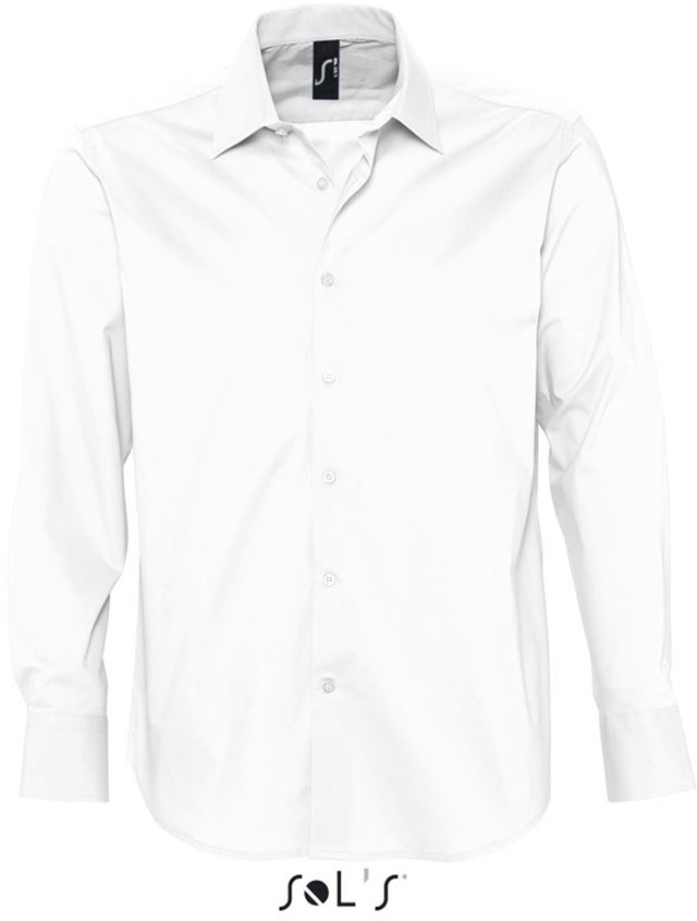 Sol's Brighton - Long Sleeve Stretch Men's Shirt - biela