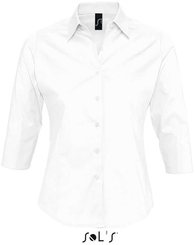 Sol's Effect - 3/4 Sleeve Stretch Women's Shirt - Sol's Effect - 3/4 Sleeve Stretch Women's Shirt - White