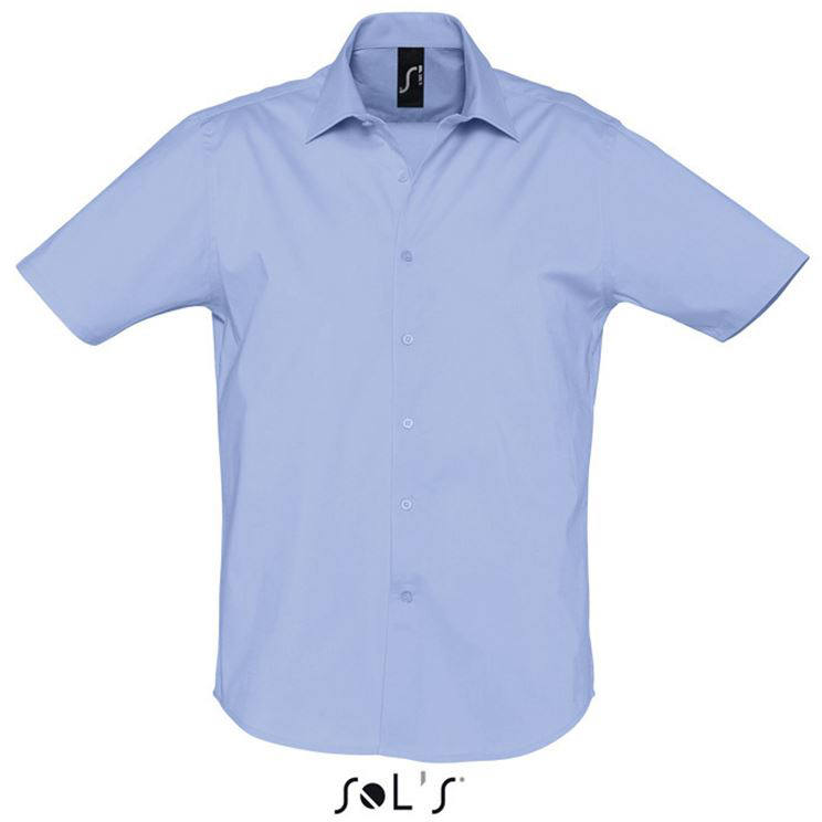 Sol's Broadway - Short Sleeve Stretch Men's Shirt - blau